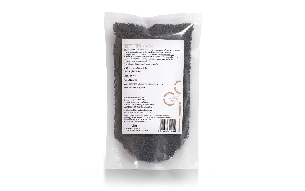 Conscious Food Sesame Seeds Black Natural   Pack  100 grams